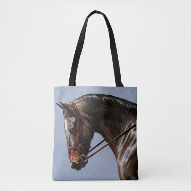 Brown Bay Oldenburg Horse Portrait Tote Bag (Front)