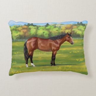Brown Bay Quarter Horse Accent Pillow