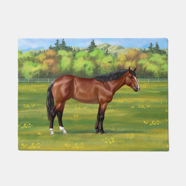 Brown Bay Quarter Horse Doormat (Front)
