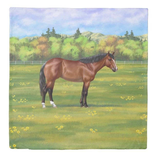 Brown Bay Quarter Horse Duvet Cover (Front)