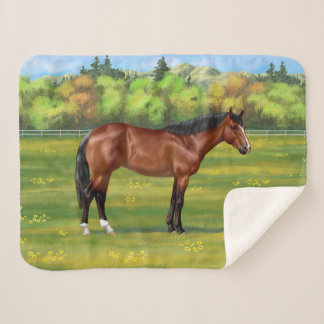 Brown Bay Quarter Horse Sherpa Blanket