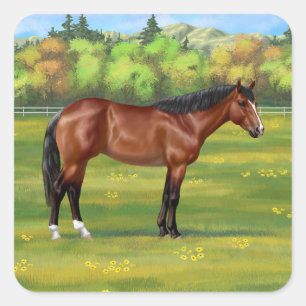 Brown Bay Quarter Horse Square Sticker