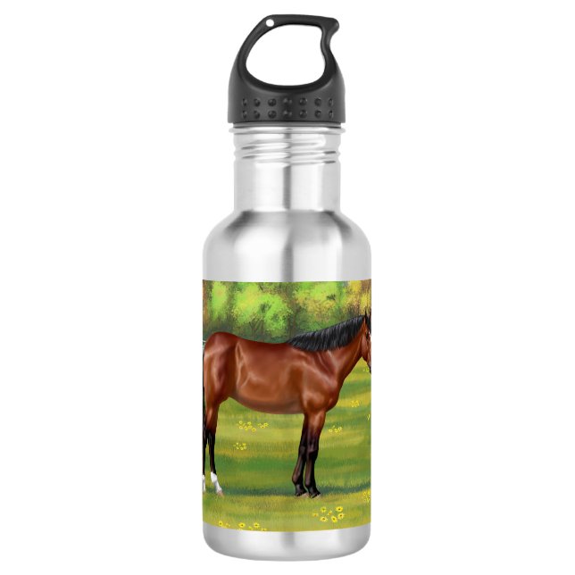 Brown Bay Quarter Horse Stainless Steel Water Bottle (Front)