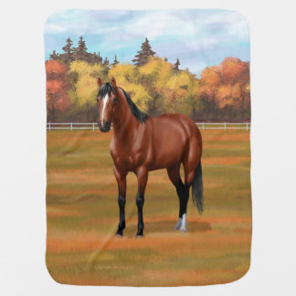 Brown Bay Quarter Horse Stallion Baby Blanket