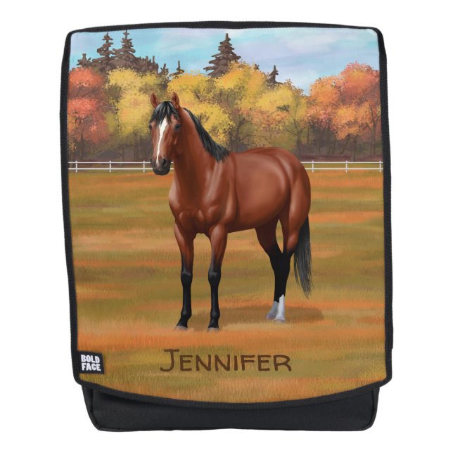 Brown Bay Quarter Horse Stallion Backpack (Front)