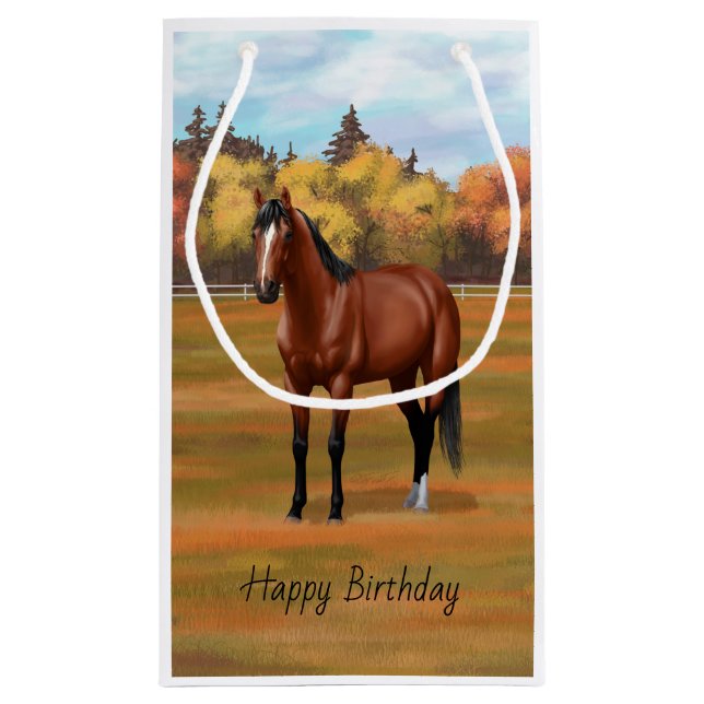 Brown Bay Quarter Horse Stallion Small Gift Bag (Back)