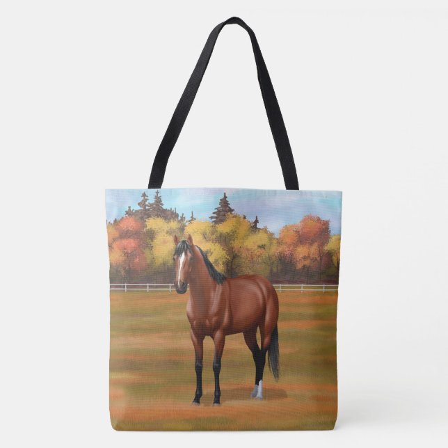 Brown Bay Quarter Horse Stallion Tote Bag (Front)