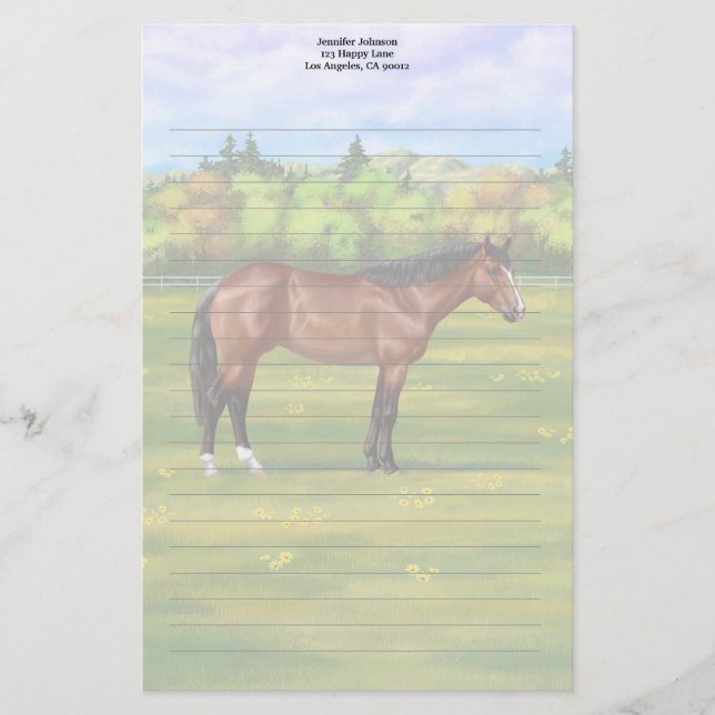 Brown Bay Quarter Horse Stationery (Front)