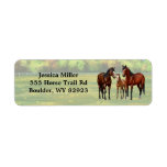 Brown Bay Quarter Horses In Summer Pasture Label