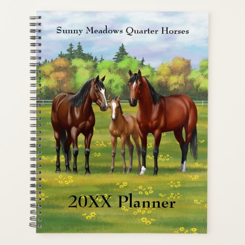 Brown Bay Quarter Horses In Summer Pasture Planner