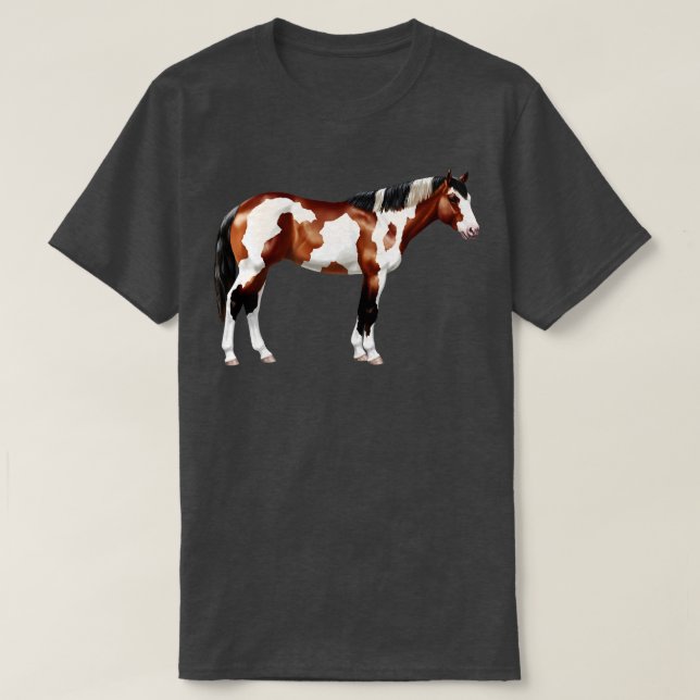 Brown Bay Tovero Pinto Paint Horse T-Shirt (Design Front)