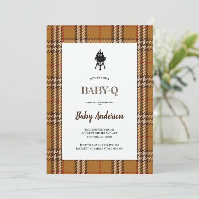 BROWN BBQ BABYSHOWER PARTY INVITATION (Standing Front)