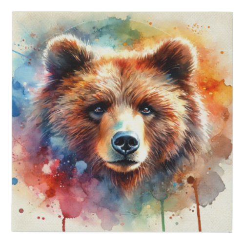 Brown Bear 170624AREF118 _ Watercolor Faux Canvas Print