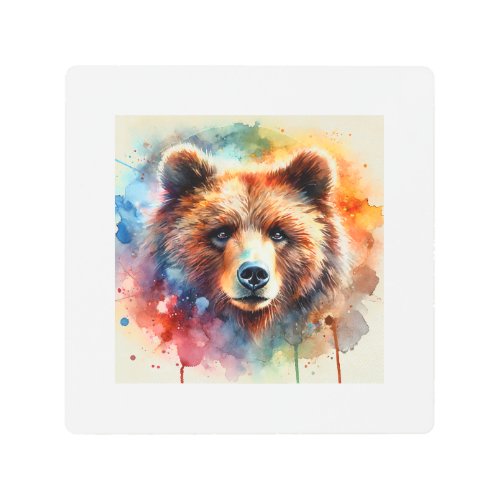Brown Bear 170624AREF118 _ Watercolor Metal Print