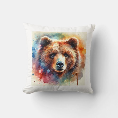 Brown Bear 170624AREF118 _ Watercolor Throw Pillow