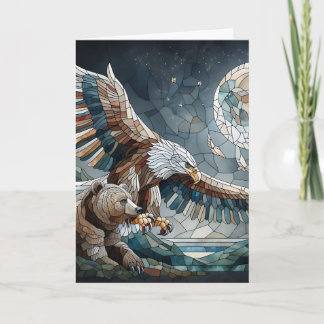 Brown Bear and an Eagle Full Moon | Happy Birthday Card