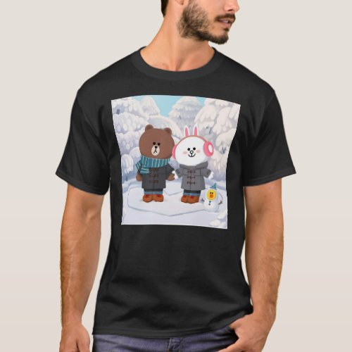 Brown bear and cony bunny rabbit winter love Throw T_Shirt