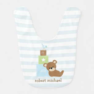 Brown Bear and Toy Blocks Baby Bib