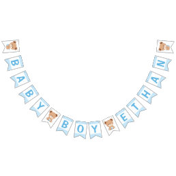 Brown Bear Baby Shower Bunting Flag (blue)