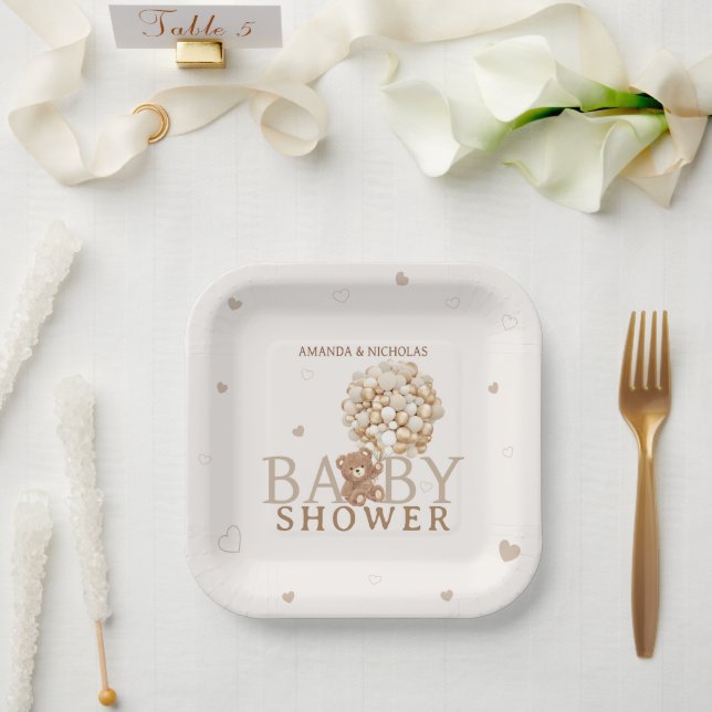 Brown Bear Baby Shower Paper Plates (Wedding)