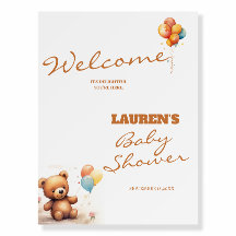 Brown Bear Baby Shower Welcome Sign
