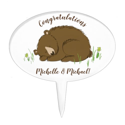 Brown Bear Baby Shower Woodland Animals Cake Topper