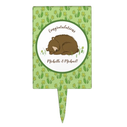 Brown Bear Baby Shower Woodland Animals Cake Topper