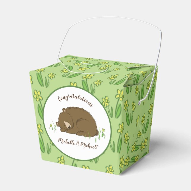 Brown Bear Baby Shower Woodland Animals Favor Boxes (Front Side)