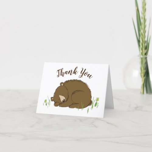 Brown Bear Baby Shower Woodland Animals Thank You Card