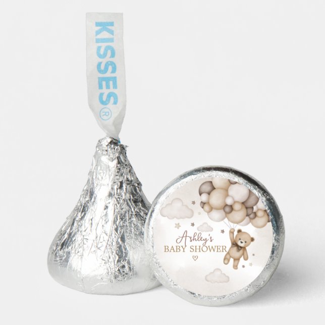 Brown Bear Balloon Baby Shower Hershey®'s Kisses® (Front)