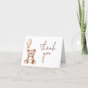 Brown Bear Balloon Baby Shower Letterpress Thank You Card