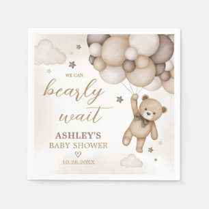 Brown Bear Balloon Baby Shower Napkins
