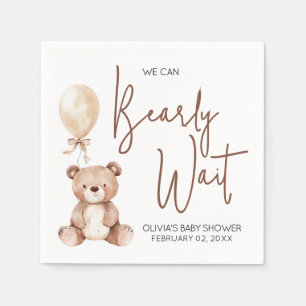 Brown Bear Balloon Baby Shower Napkins