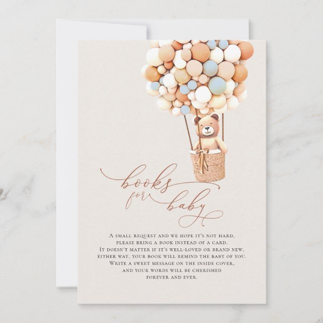 Brown Bear Balloons Baby Books Enclosure Card (Front)