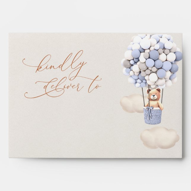 Brown Bear Balloons Baby Shower Envelope (Front)