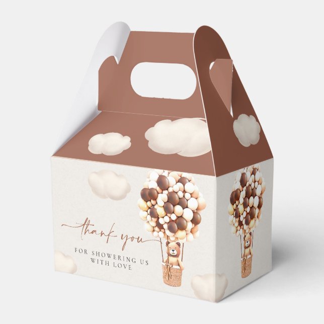 Brown Bear Balloons Favor Box (Front Side)