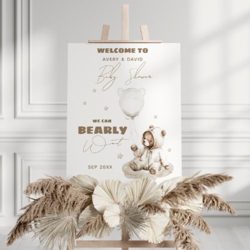 Brown Bear Bearly Wait Balloon Neutral Baby Shower Foam Board