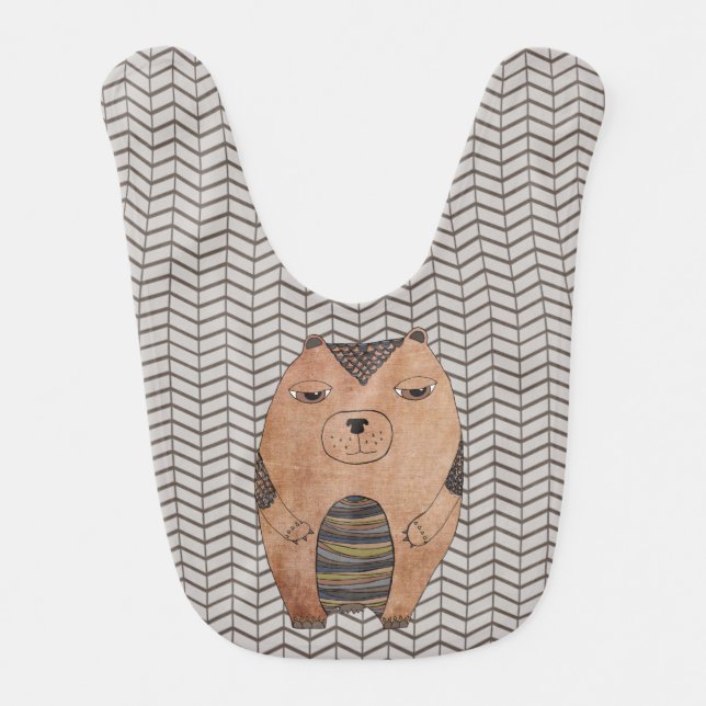 Brown Bear Boys Baby Toddler Dribble Baby Bib (Front)