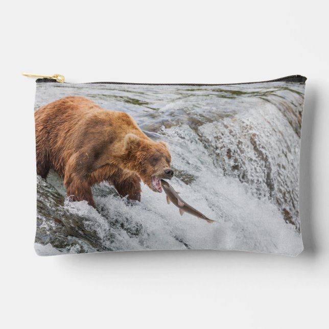 Brown Bear Catches Red Salmon Accessory Pouch (Front)