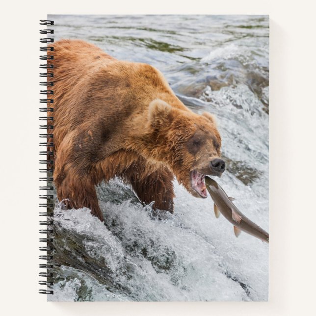 Brown Bear Catches Red Salmon Notebook (Front)