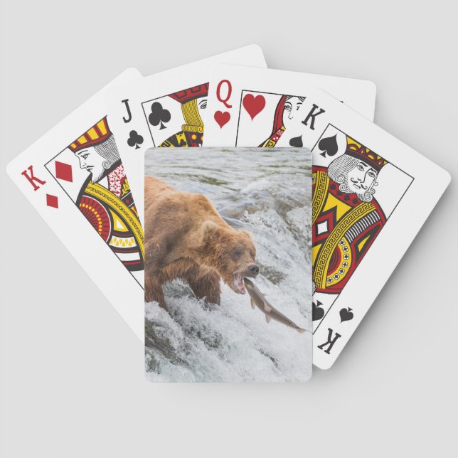 Brown Bear Catches Red Salmon Poker Cards (Back)