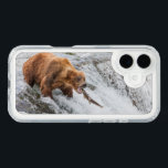 Brown Bear Catches Red Salmon iPhone 16 Case<br><div class="desc">Brown bears fish for red salmon at the falls of the Brooks River,  Katmai National Park,  southwest,  Alaska.</div>