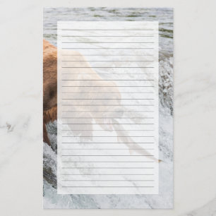 Brown Bear Catches Red Salmon Stationery