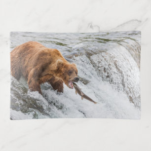 Brown Bear Catches Red Salmon Trinket Tray