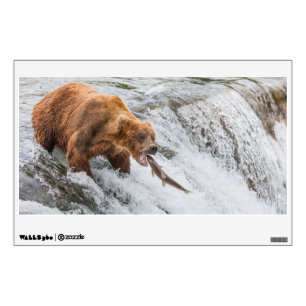 Brown Bear Catches Red Salmon Wall Decal