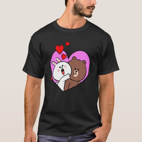 Brown Bear Cony Bunny 4Ever In My Heart Valentines T_Shirt