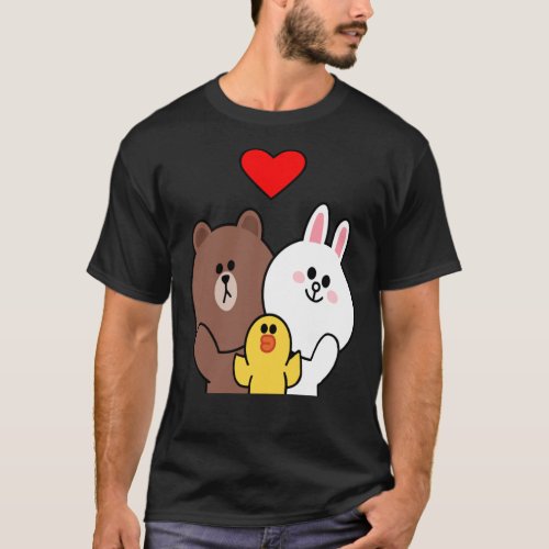 Brown Bear Cony Bunny Rabbit Duck We Love You   T_Shirt