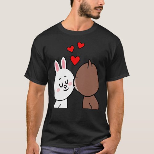 Brown Bear Cony Bunny Rabbit The Kiss Lightweigh T_Shirt