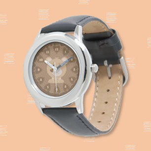 Brown bear cub and hearts kid beginner watch