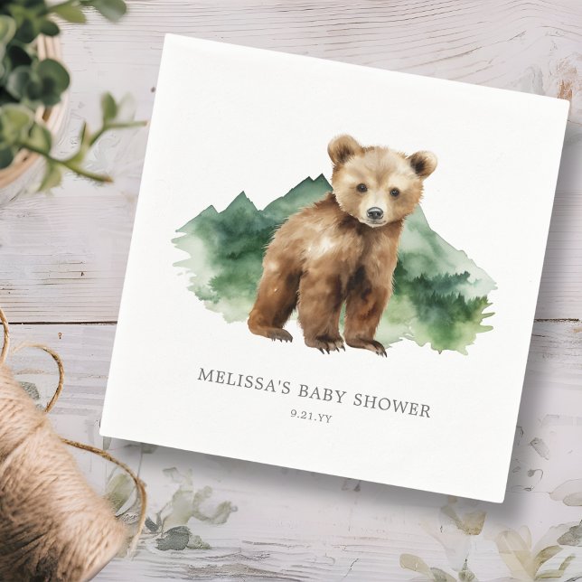 Brown Bear Cub Baby Shower Napkins (Creator Uploaded)
